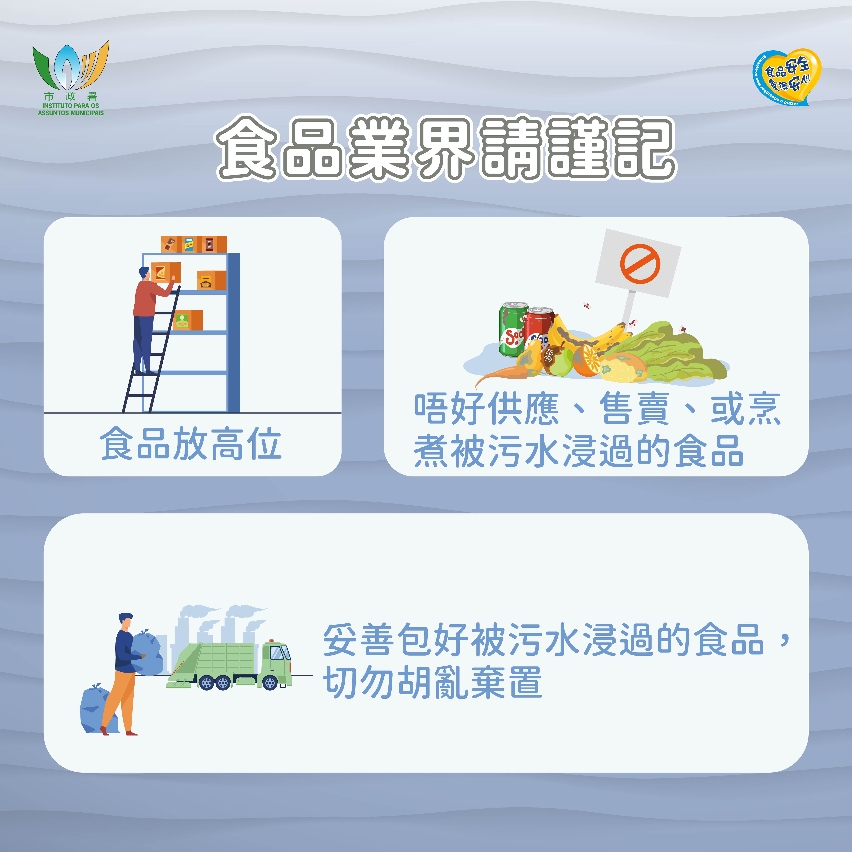 颱風逼近市政署籲公眾配合環衛措施 提醒食品業界做好防浸及善後工作
